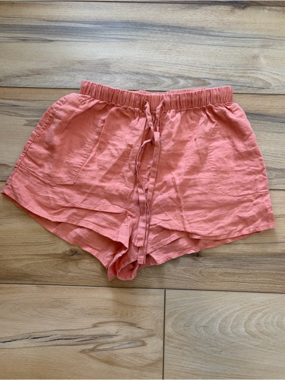 Rhythm Coral Drawstring Linen Shorts